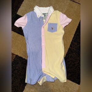 Polo by Ralph Lauren Striped Blue, Pink, and Yellow Kids One Piece